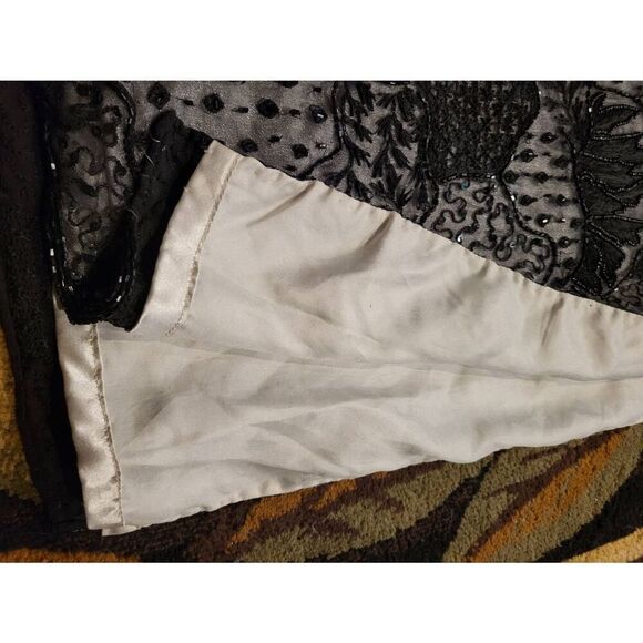 NWT Chaudry Dress Women's Medium Black Silk Beaded Long Formal Gala Whimsigoth - Picture 5 of 9